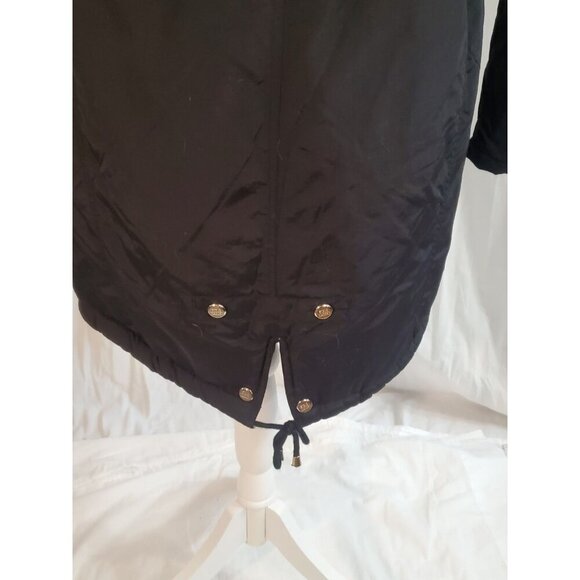 Steve Madden Parka Black Faux Fur Trim And Lining Removable Hood Sz M Penny Lane - Picture 11 of 16